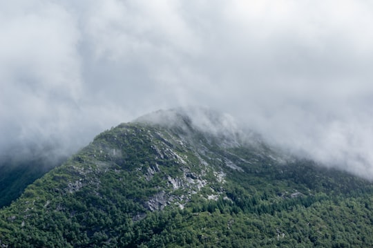 mountain in mist in Bergen Norway