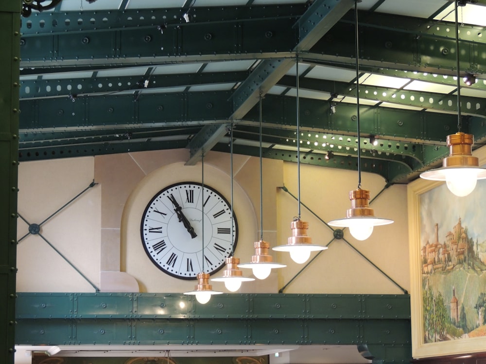 hanging pendant lamp near clock