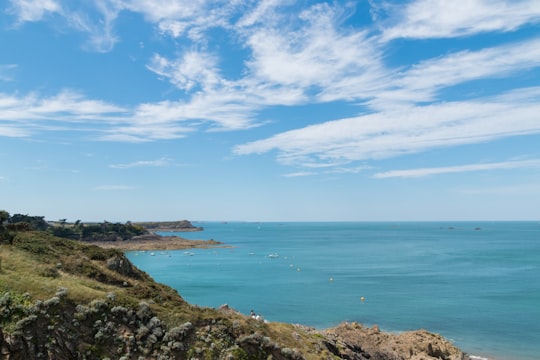 green and brown hills near sea in Saint-Malo France