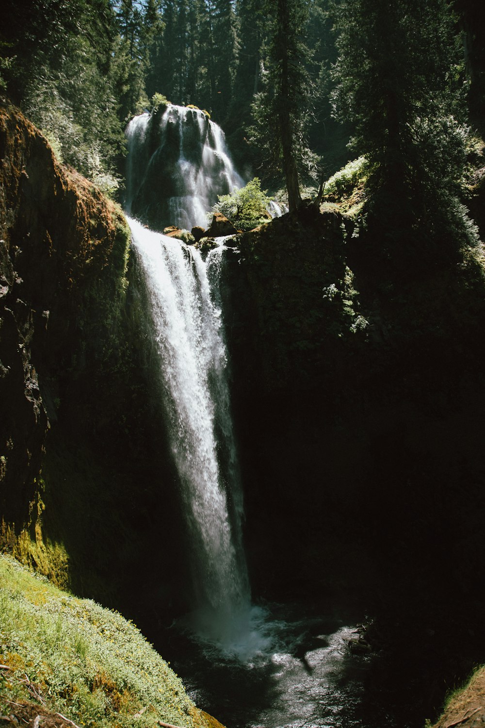 time lapse photo of waterfalls