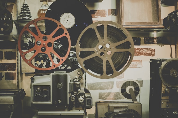 Old-fashioned cinema equipment.