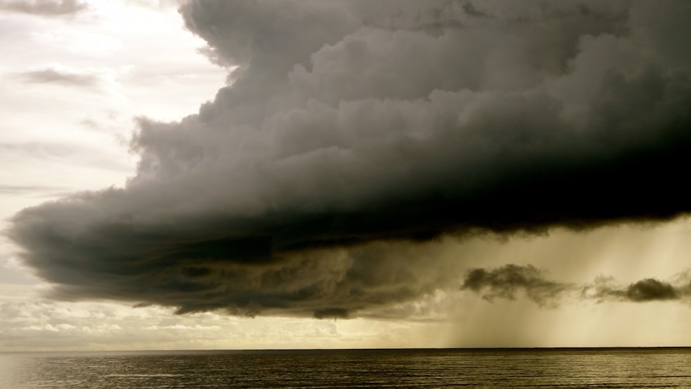 gray nimbus clouds above body of water