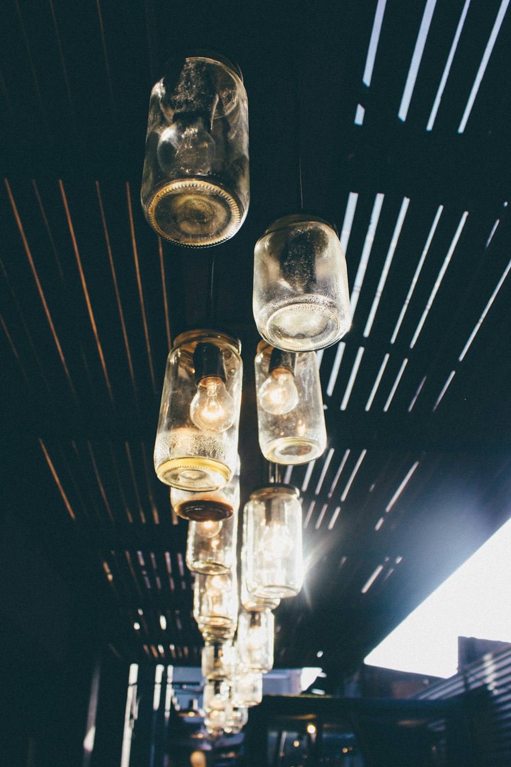 Lot de lampes suspendues bocal en verre transparent
