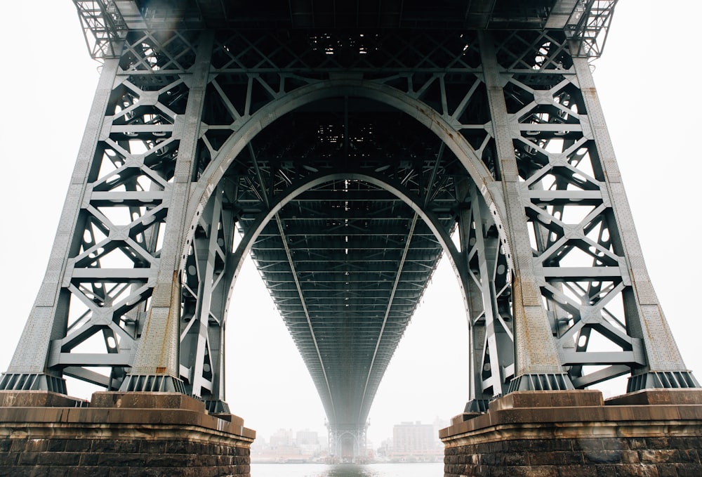 bottom view of bridge during day