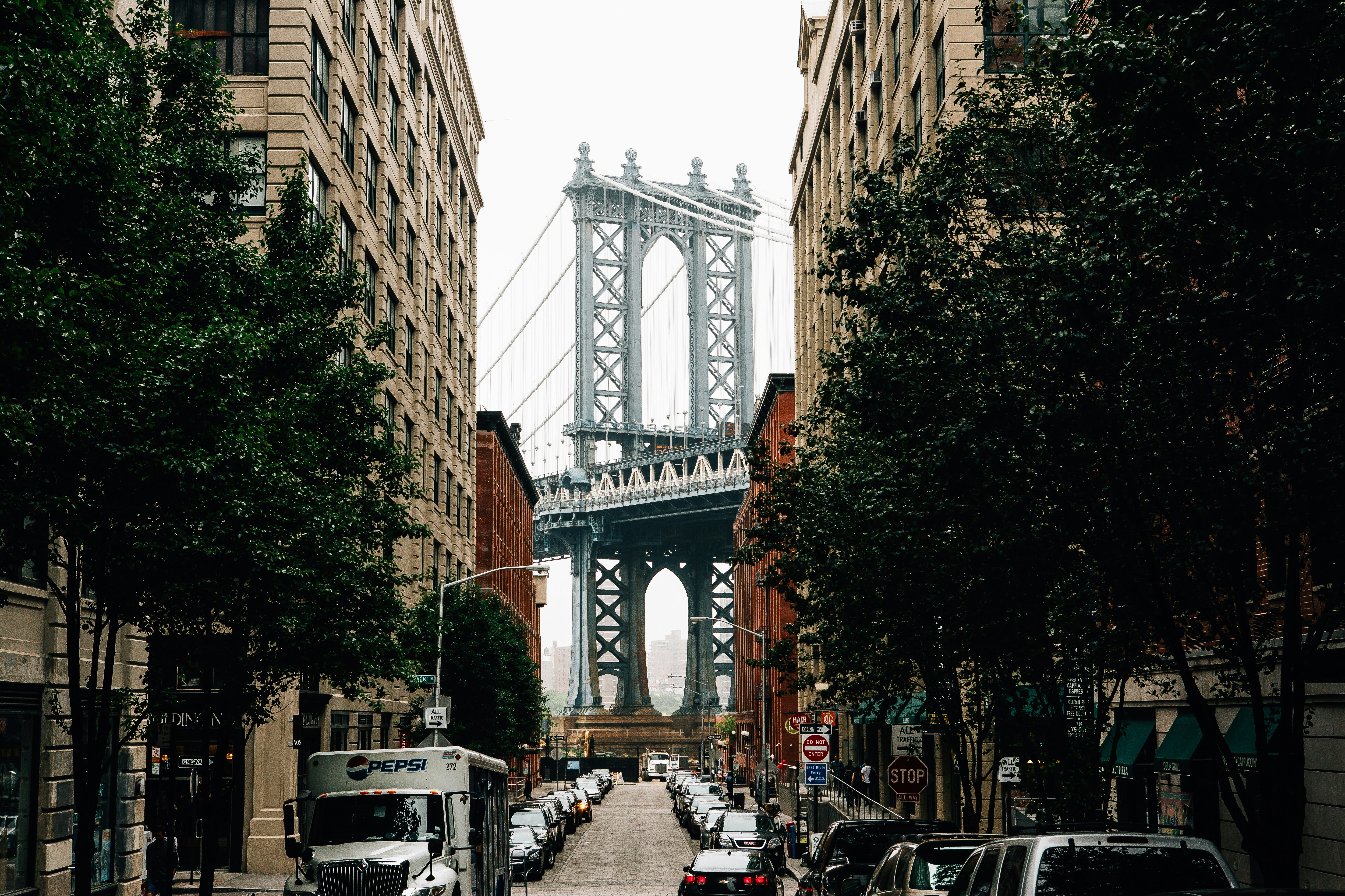 Dumbo street and bridge Brooklyn