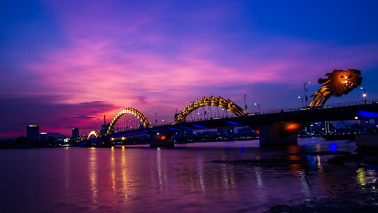 lighted bridge in Da Nang Vietnam