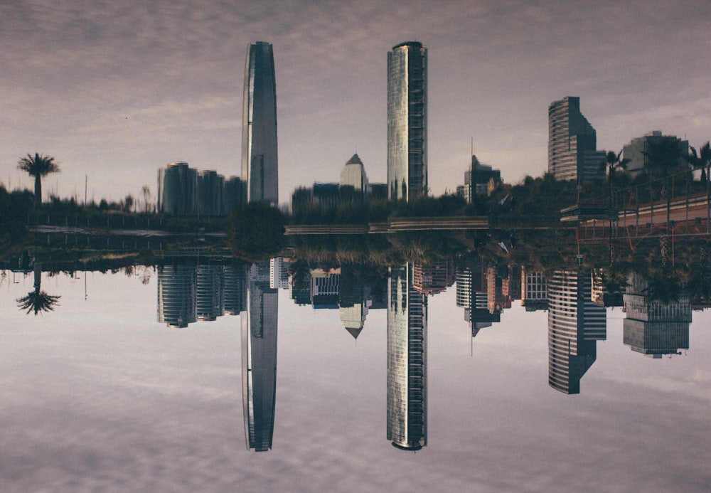 reflective photography of buildings