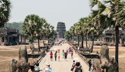 group of people touring on landscape cambodia google meet background