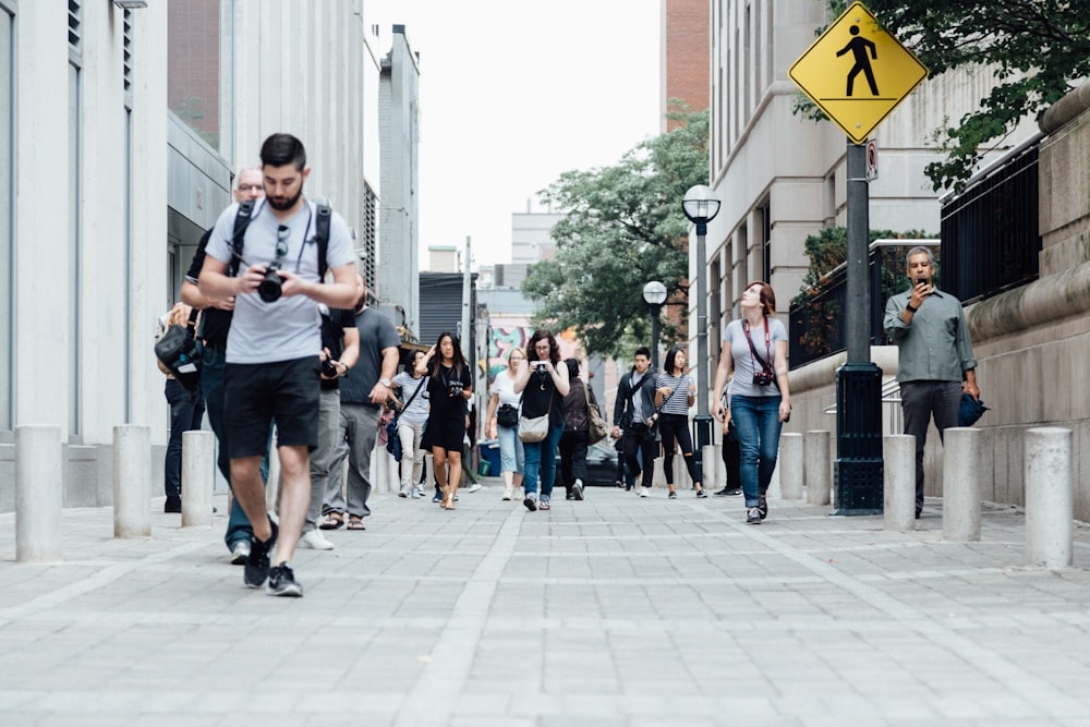 people walking at walkway