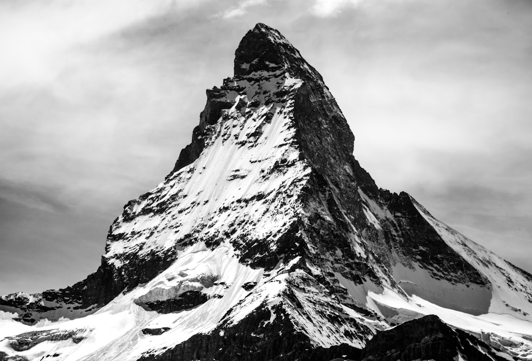 Alps mountain, Snow covered rock in Zermatt
