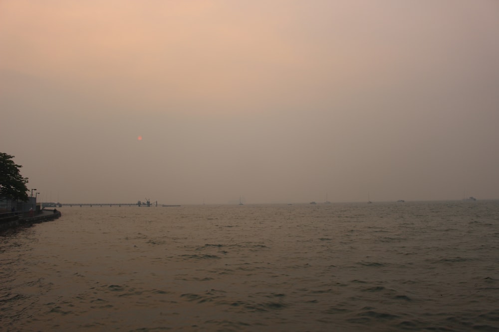 seashore under dark sky