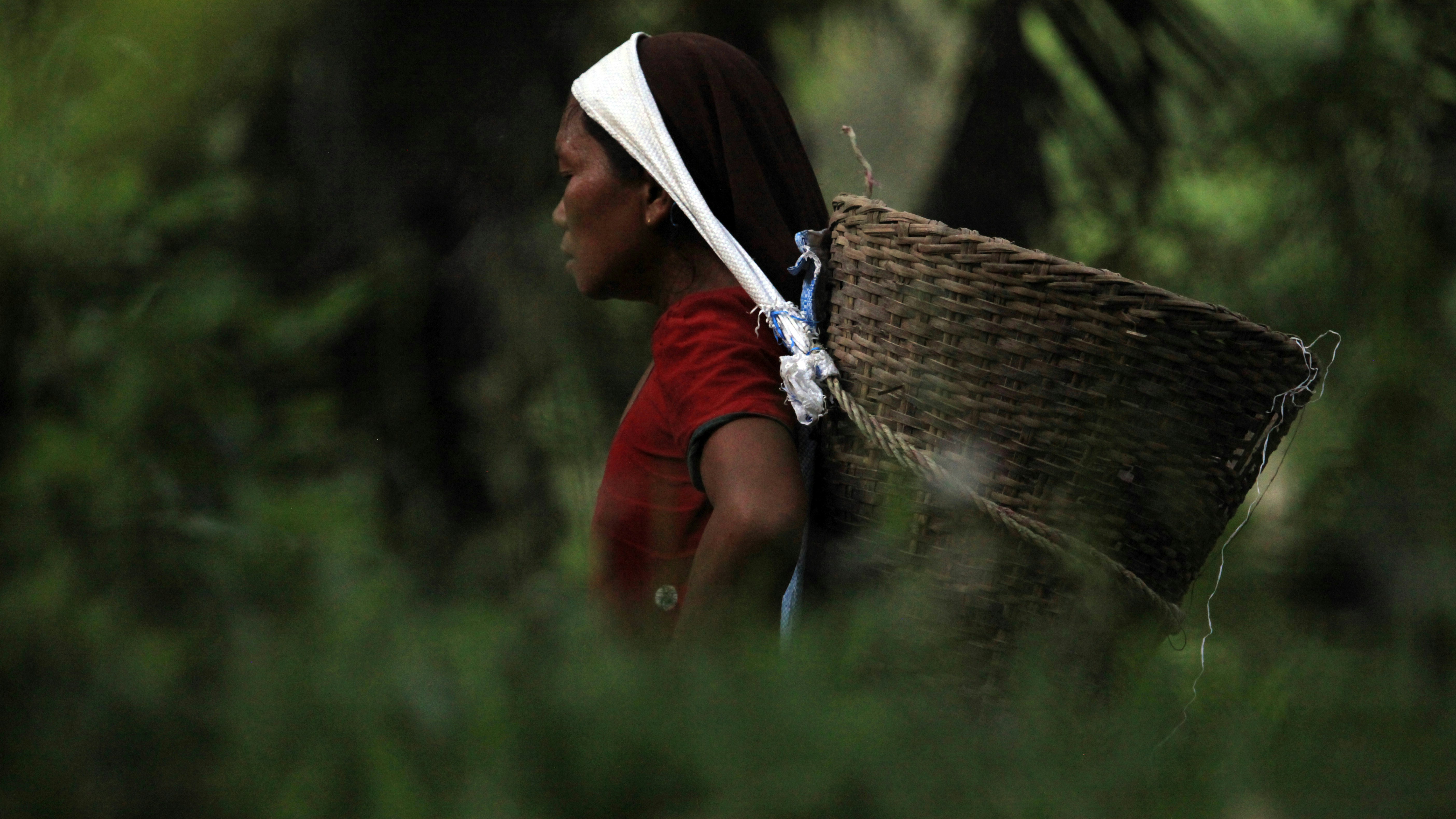 Woman carrying basket on head