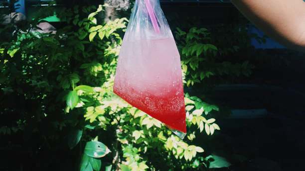 A close-up of a vitamin drip bag with vibrant colors reflecting the miinsano brand.