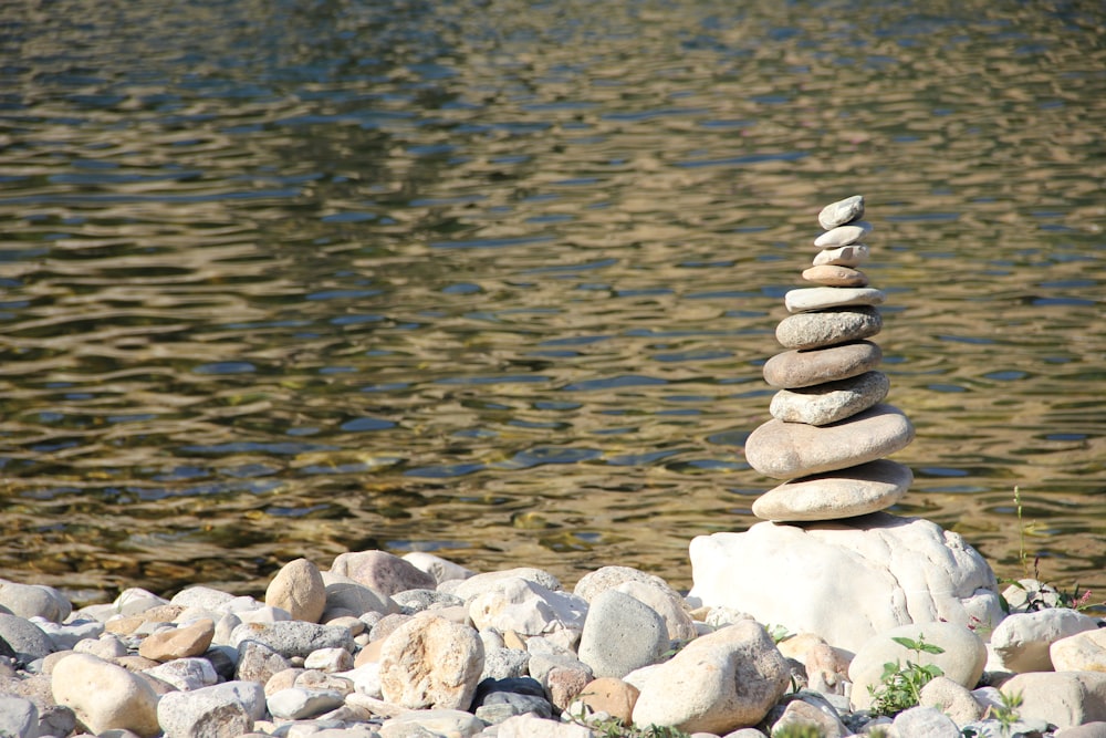 stacks of gray pebbles