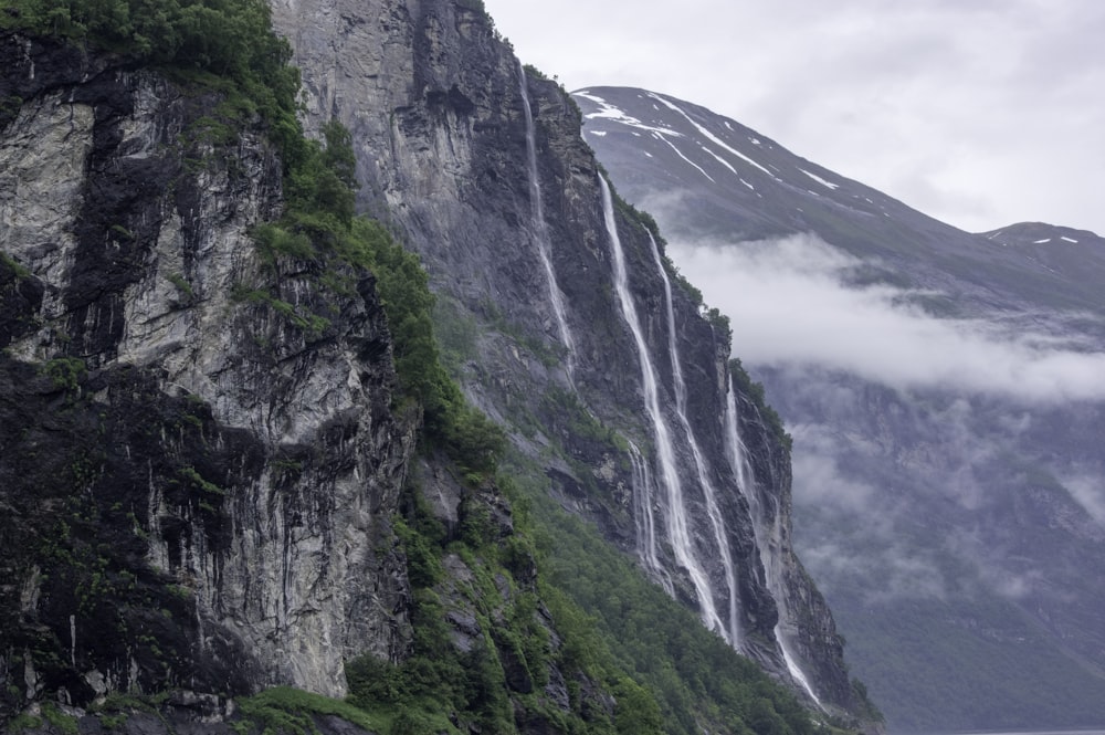 waterfalls through cliffs