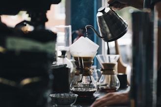person doing a pour over coffee