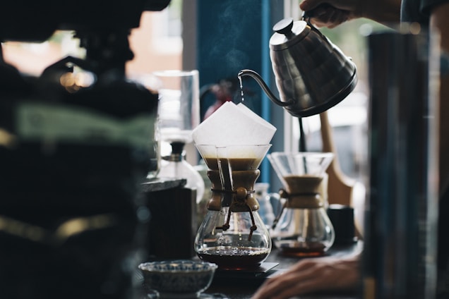 person doing a pour over coffee
