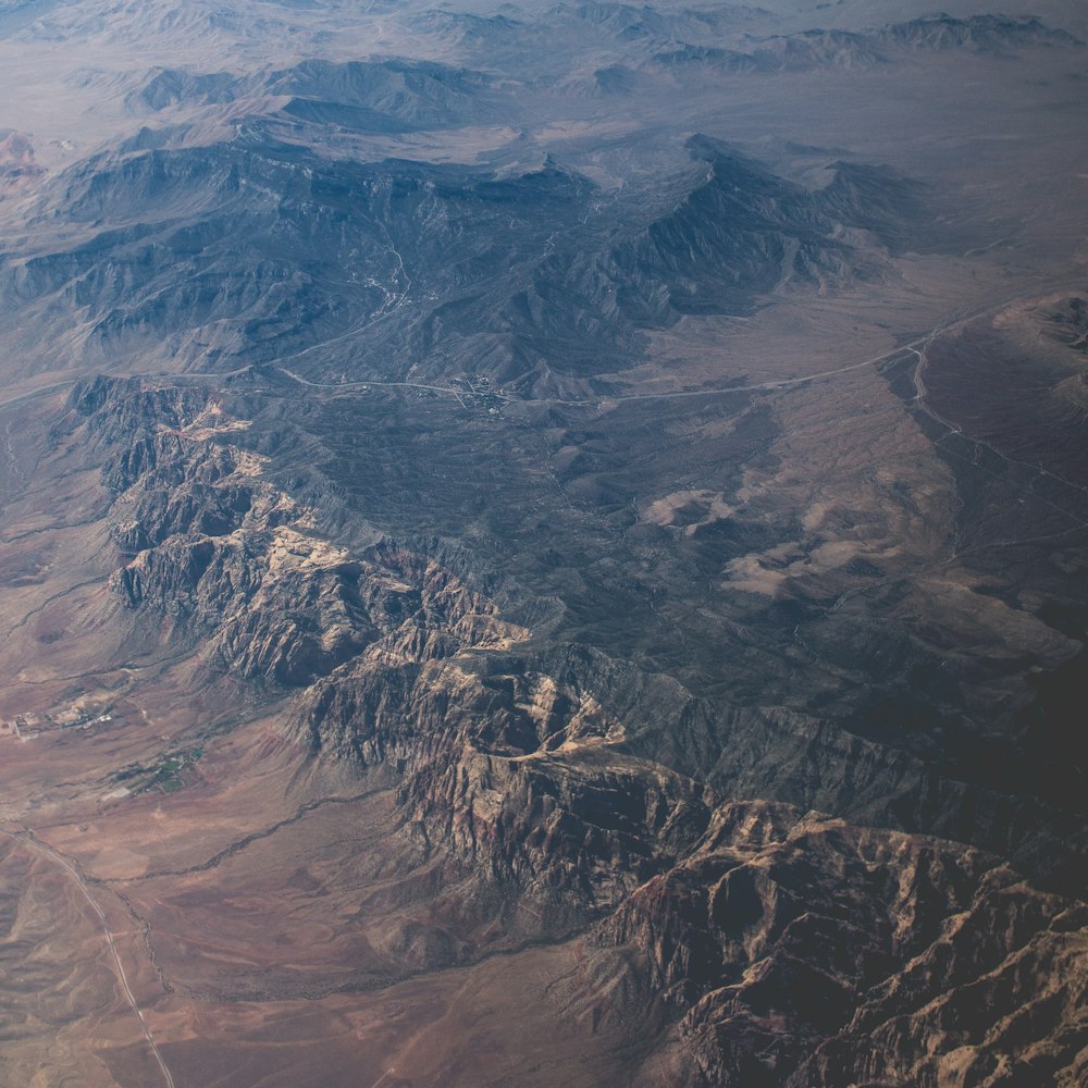 aerial photography of mountain ranges