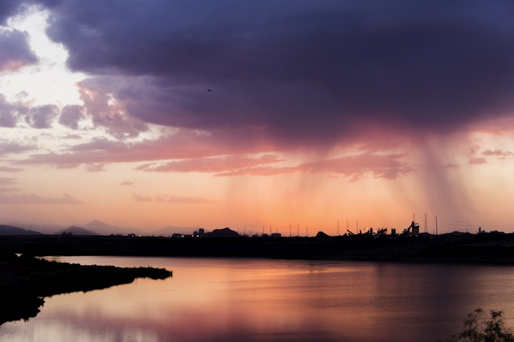 wide angle photo of body of water under cloudy sky