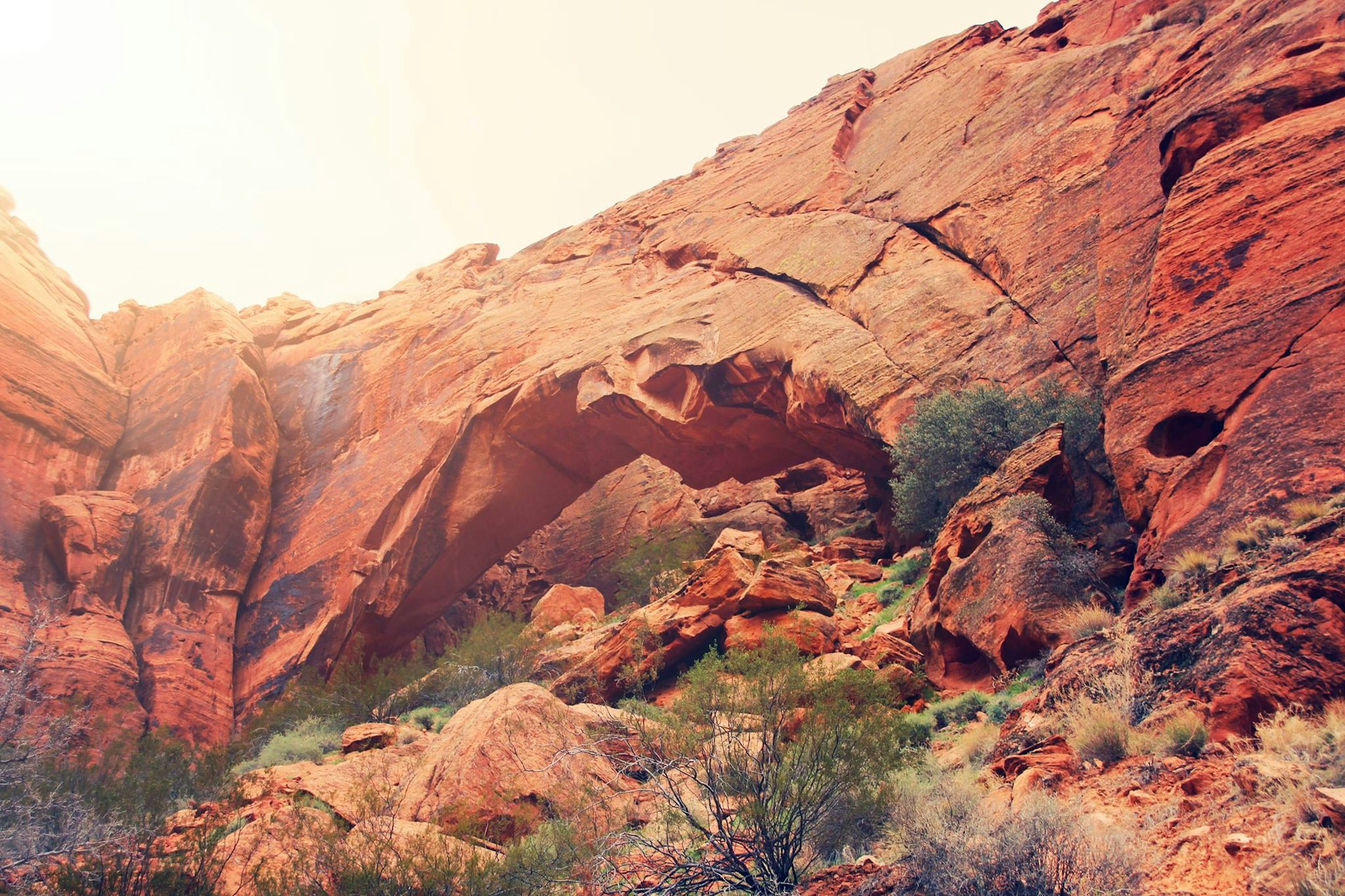brown rock formation under white sky during daytime