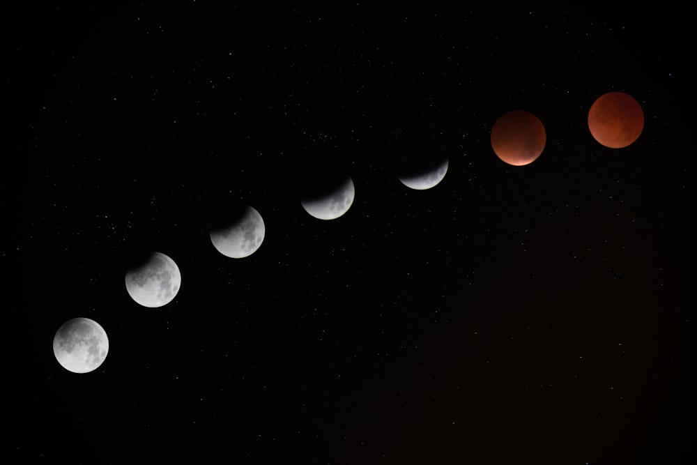 Foto timelapse dell'eclissi lunare totale