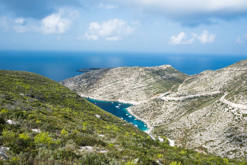 aerial photography of fjord