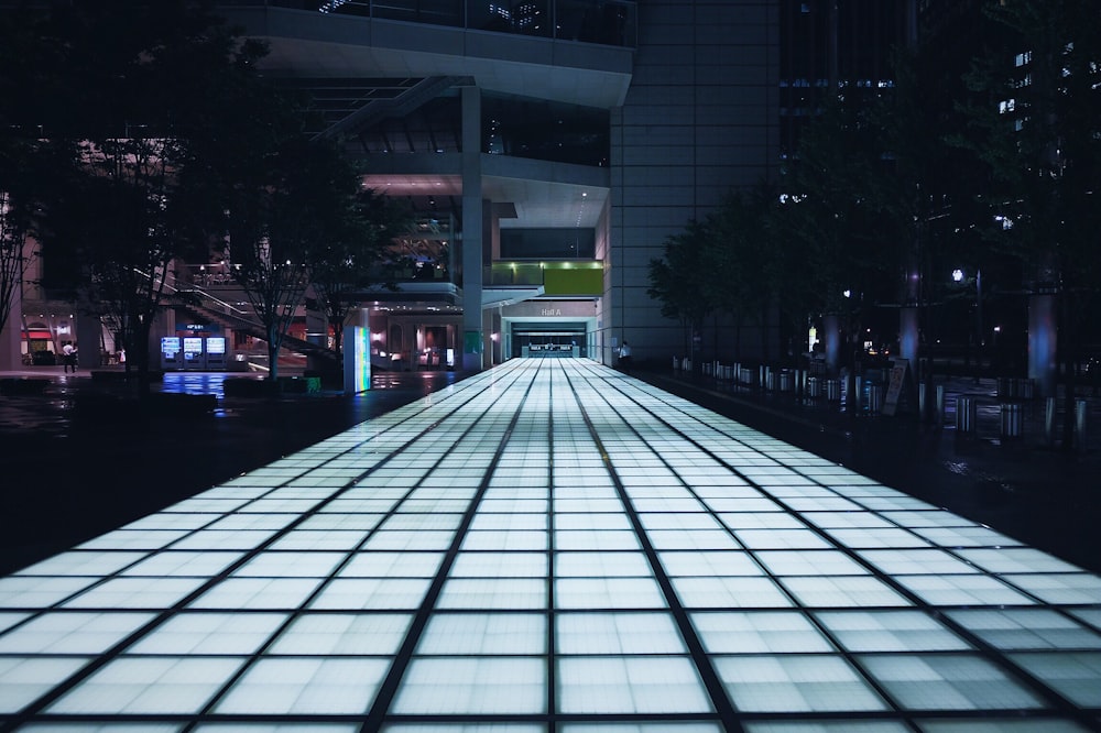 lighted road during nighttime