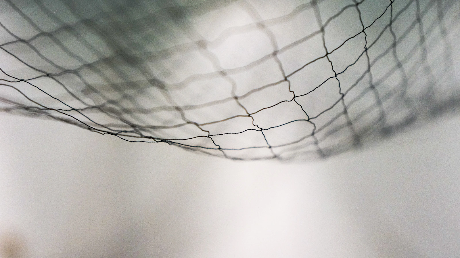 A safety net stretched taut, catching something mid-fall