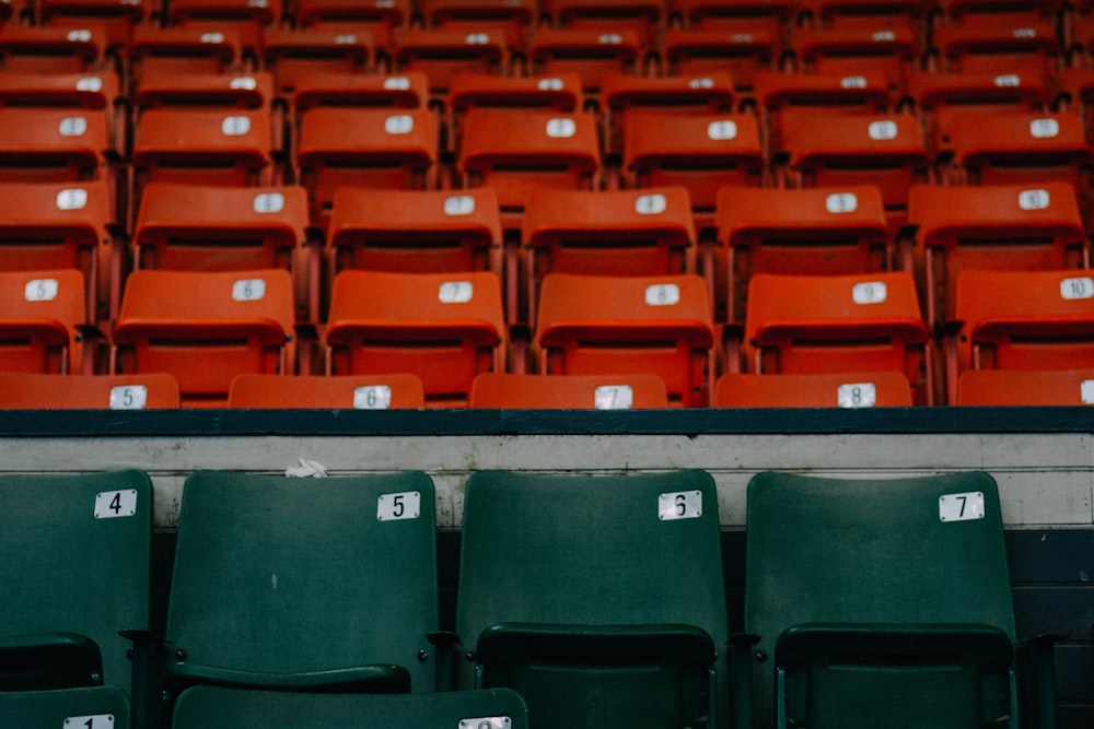 green and orange theatre chairs