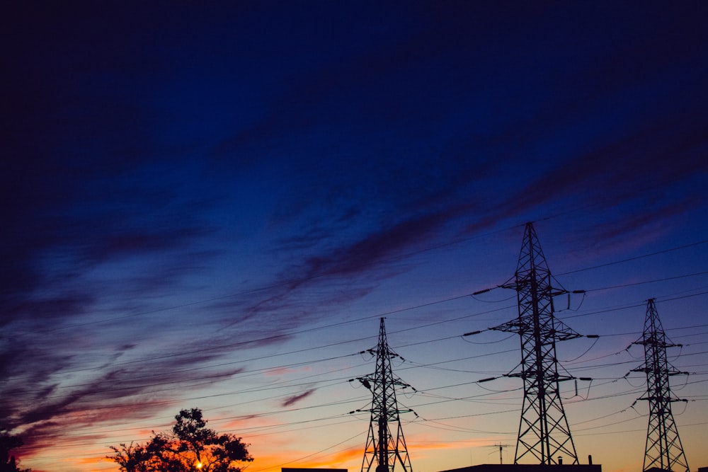 silhouette of tower lines