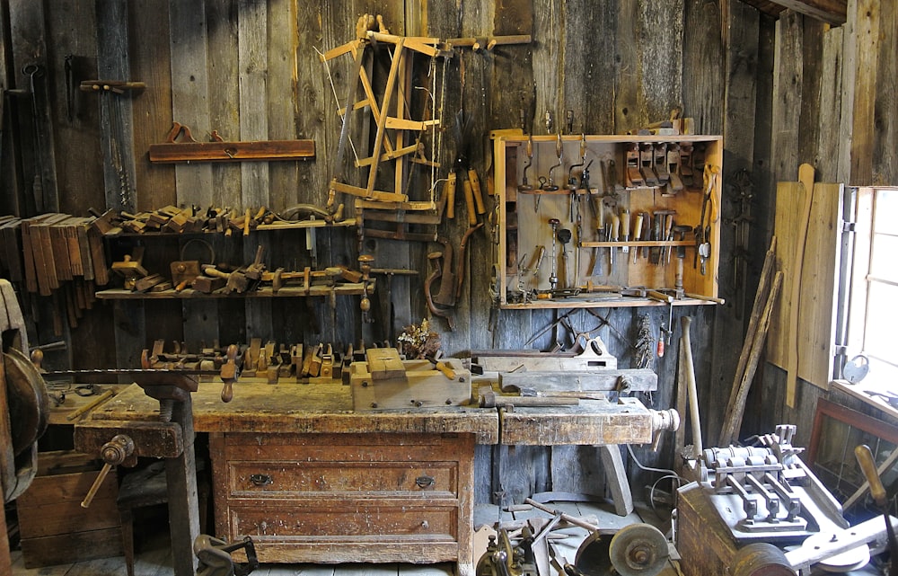 brown wooden workbench