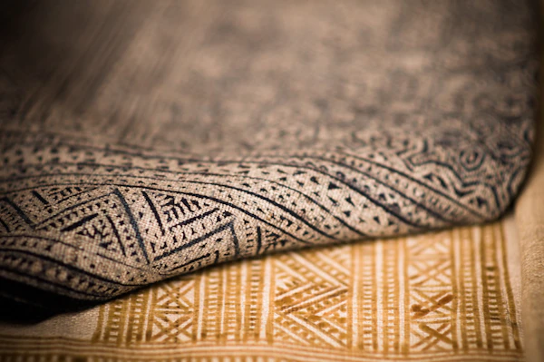 Close up texture of traditional patterned fabric