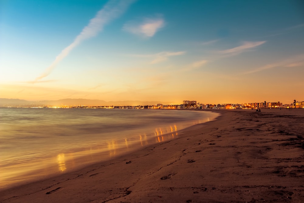 low tide at sea during golden hour