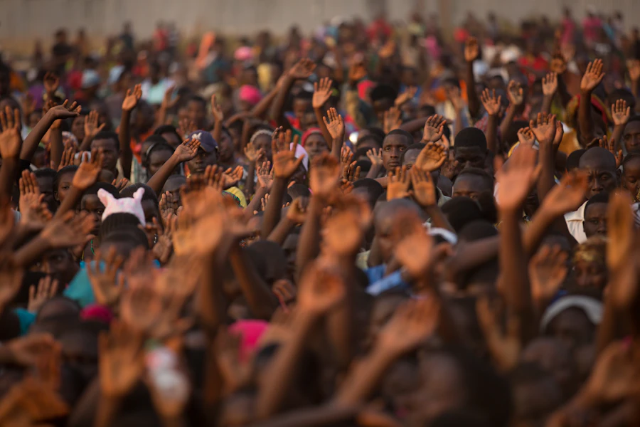 Believers gathered in prayer
