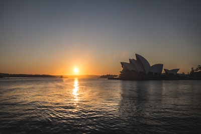 A beautiful sunset over a famous landmark.