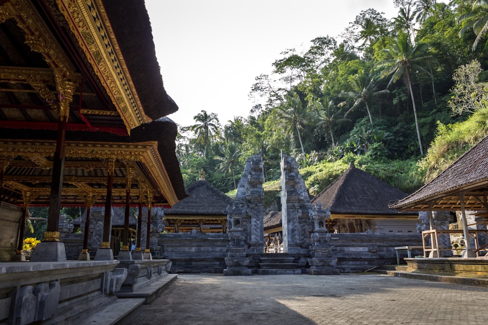 pagoda tower near tall trees