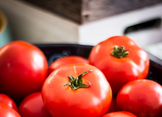 a bowl of red tomatoes