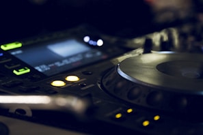 Close-up of DJ Clairvoyant's equipment during a performance.