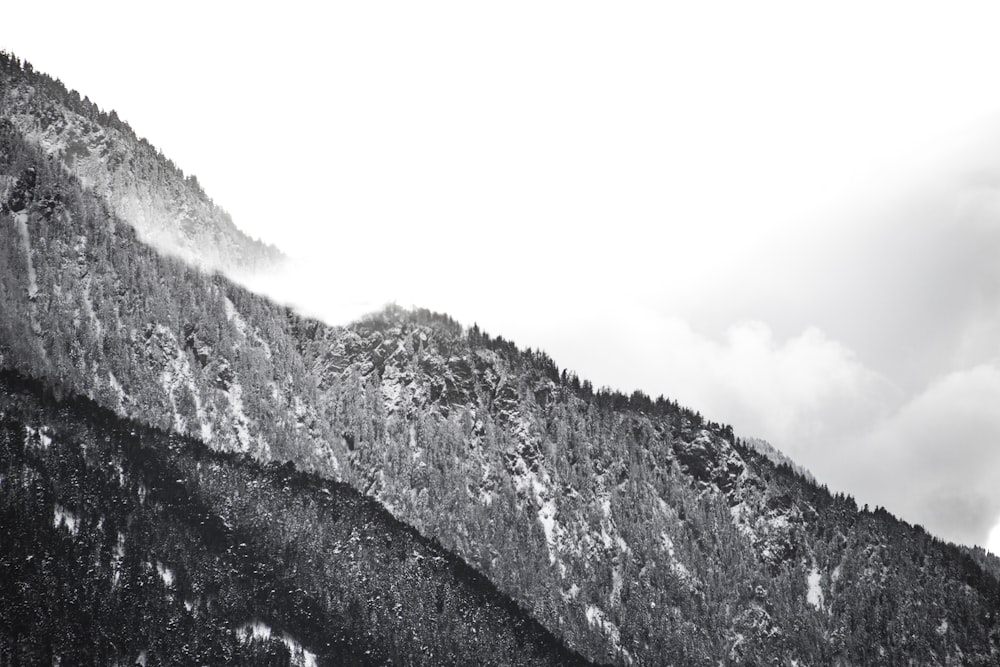 grayscale photo of mountain