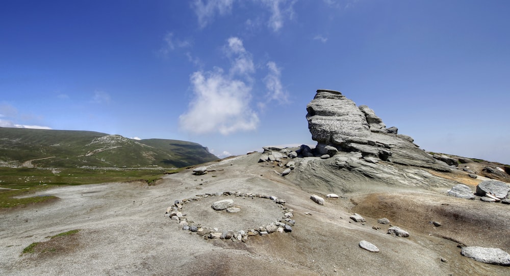 rock formation under the blue skies