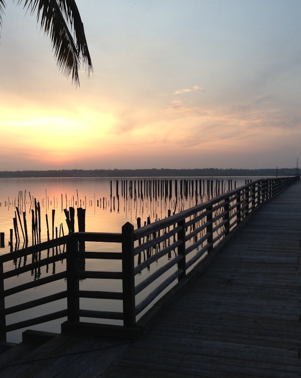 brown bridge on sunrise