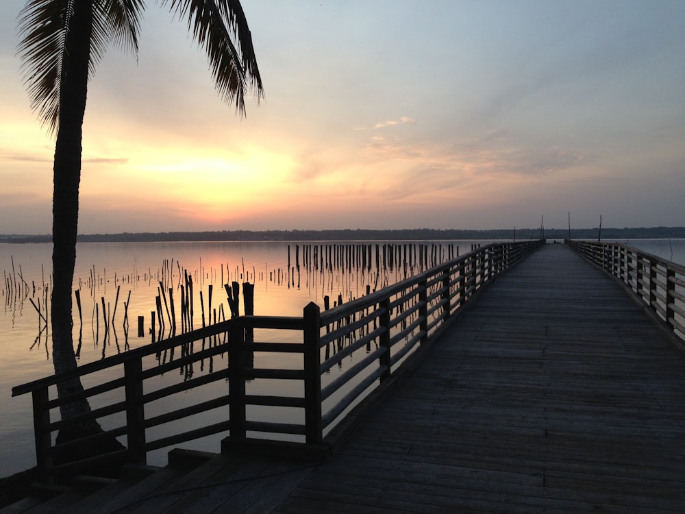 ponte marrone all'alba