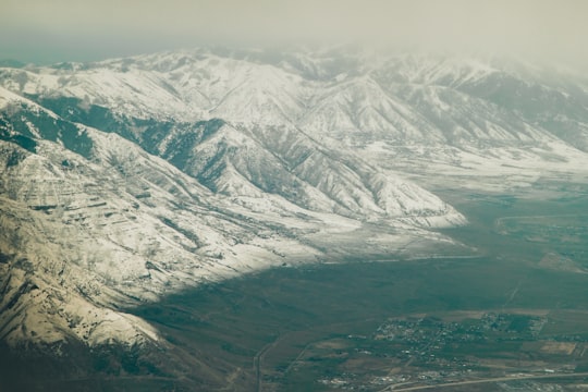 aerial view of mountain range in Salt Lake City International Airport United States