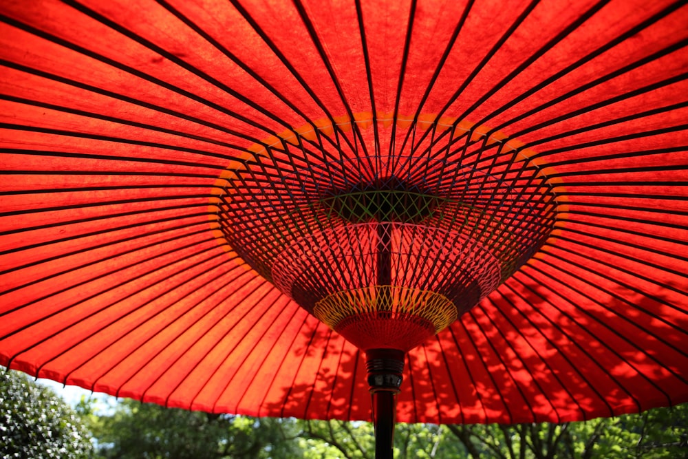 red patio umbrella