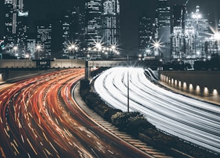 timelapse photo of the road with cars