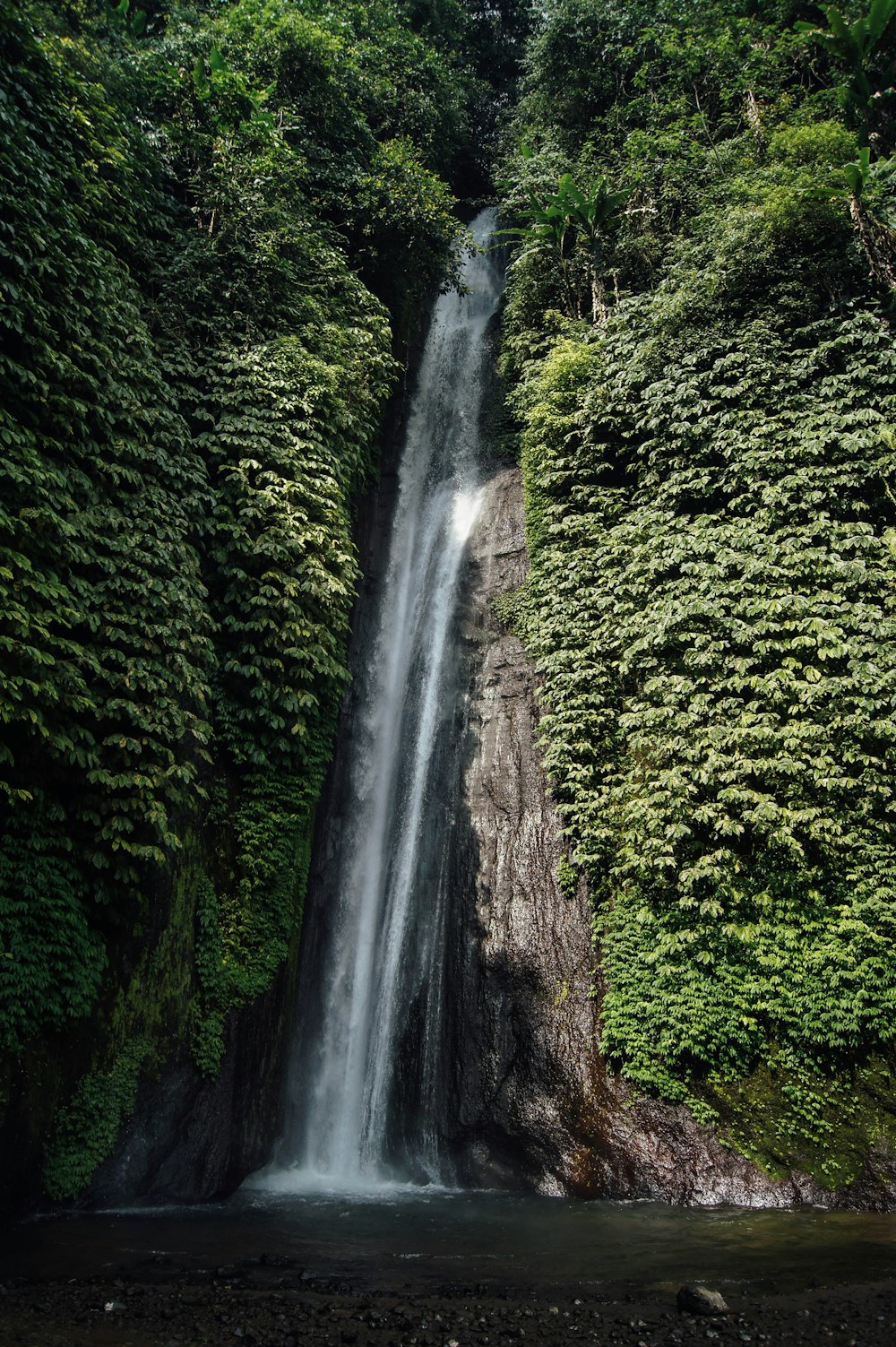 waterfalls through cliff