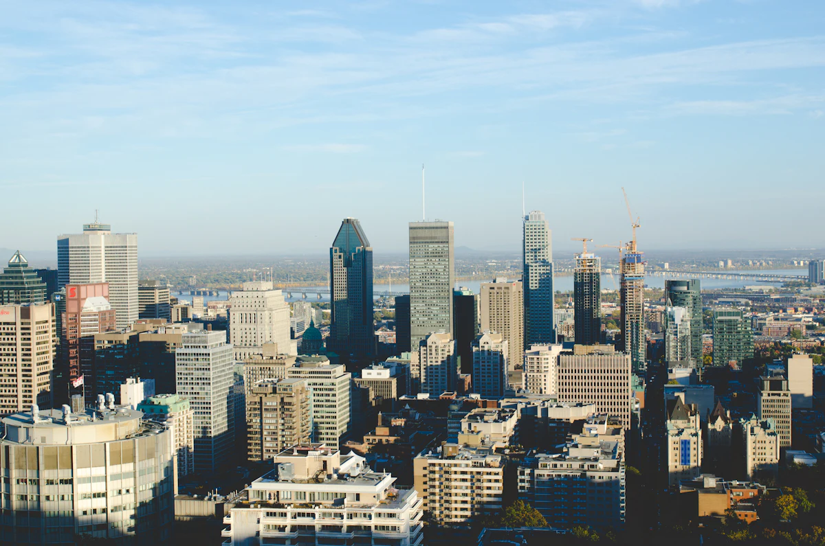 High-rise buildings by a river