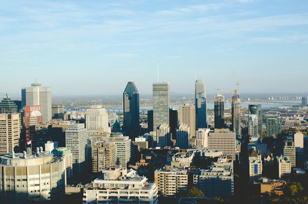 High-rise buildings near river — Montreal, Canada
