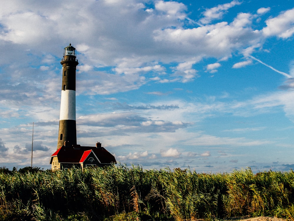 white and black lighthouse during daytime