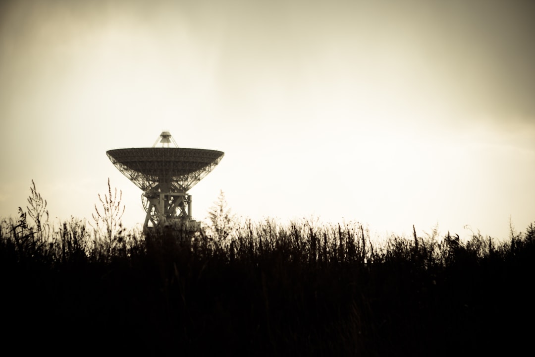 grayscale photo of building, Satellite Dish